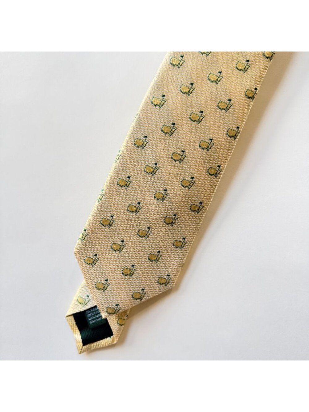 Masters Augusta National Golf Club Necktie Yellow Green Logo Made in Italy